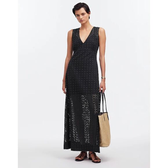 NWT Madewell Eyelet V-Neck Maxi Dress $168 - Picture 1 of 4